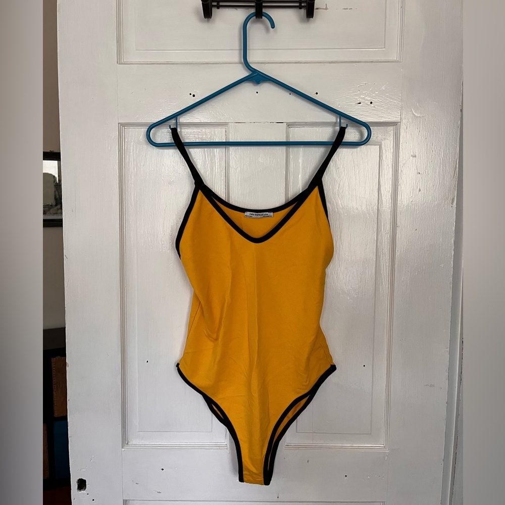 Yellow Zara bodysuit with black lining, S